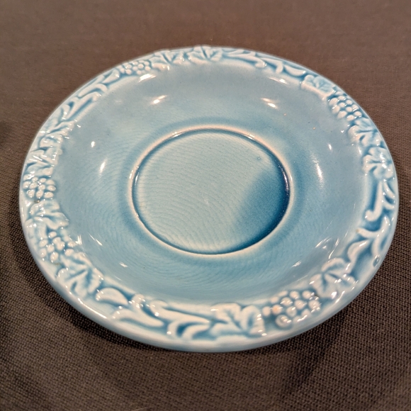 Intricate Teal Ceramic Pitcher and Saucer - Picture 4 of 5